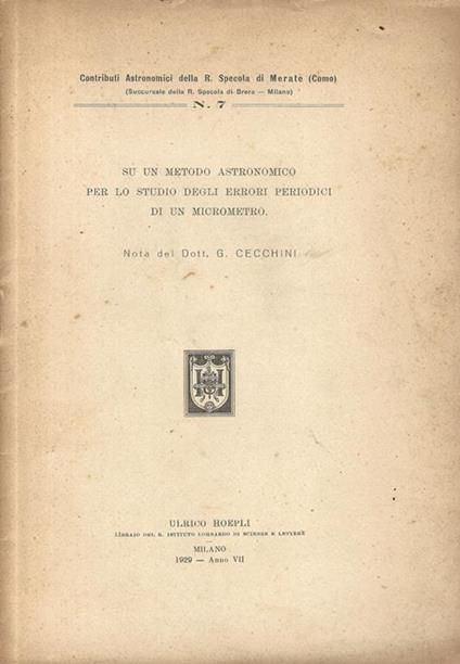 Su un metodo astronomico per lo studio degli errori periodici di un micrometro. Nota - G. Cecchini - copertina