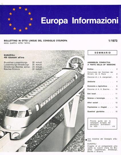 Europa informazioni. Bollettino in otto lingue del Consiglio d'Europa. N.1/1973 1/1975 - copertina