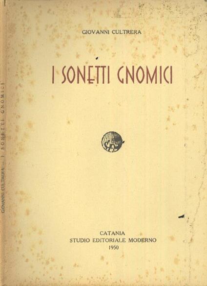 I sonetti gnomici - Giovanni Cultrera - copertina