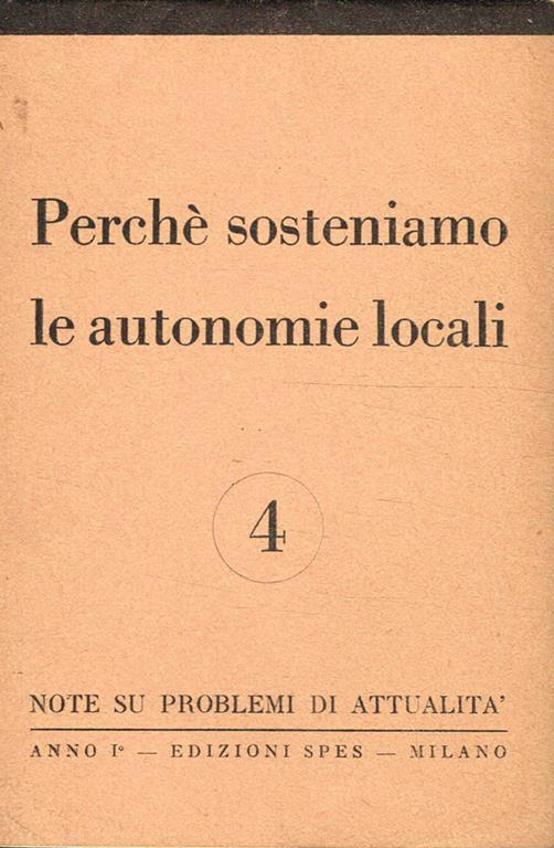 Perché sosteniamo le autonomie locali - copertina
