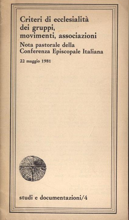 Criteri di ecclesialità dei gruppi, movimenti, associazioni - copertina
