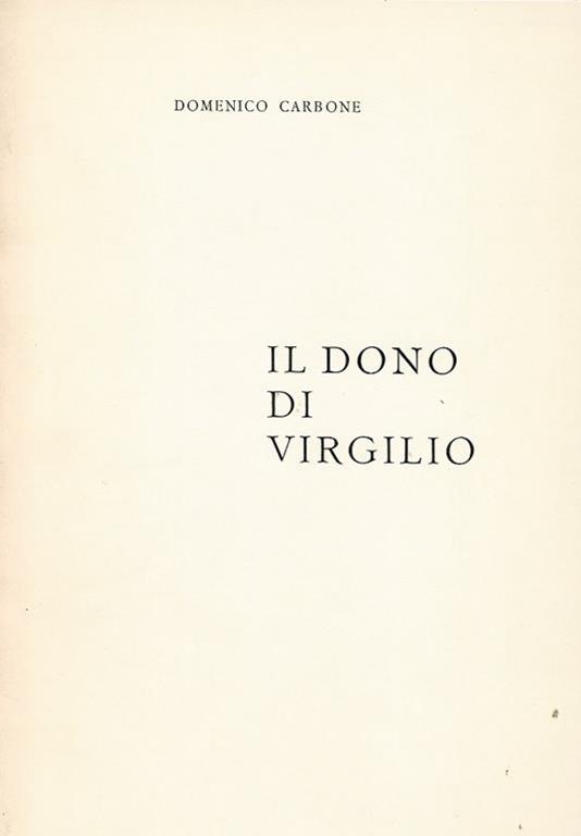Il dono di Virgilio - Domenico Carbone - copertina
