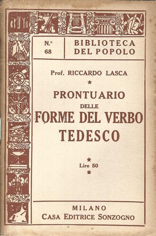 Prontuario delle forme del verbo tedesco - Riccardo Lasca - copertina