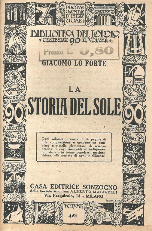 La storia del sole - Giacomo Lo Forte - copertina