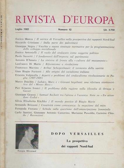 Rivista d'Europa, numero 12 - Lido Chiusano - copertina