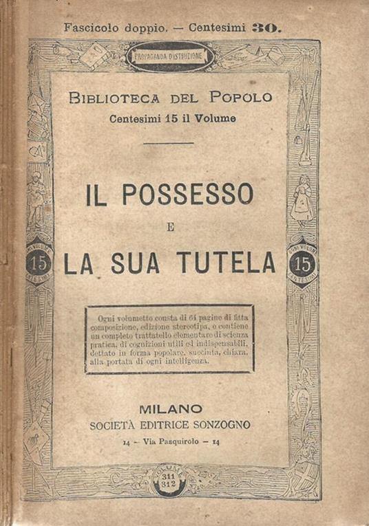 Il possesso e la sua tutela - copertina