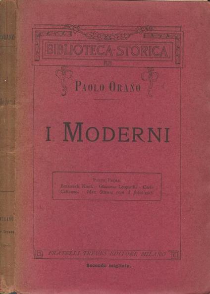 I Moderni. Parte Prima. Medaglioni - Paolo Orano - copertina