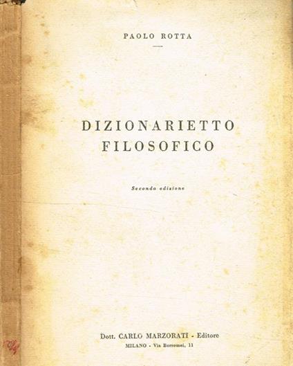 Dizionarietto filosofico - Paolo Rotta - copertina