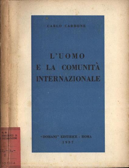 L' uomo e la comunità internazionale - Carlo Carbone - copertina