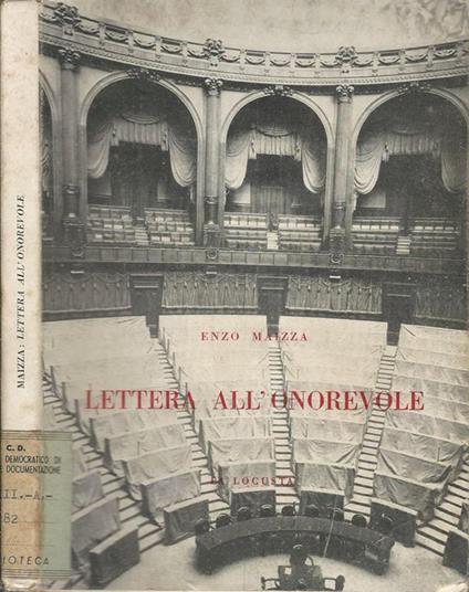 Lettera all'onorevole - Enzo Maizza - copertina