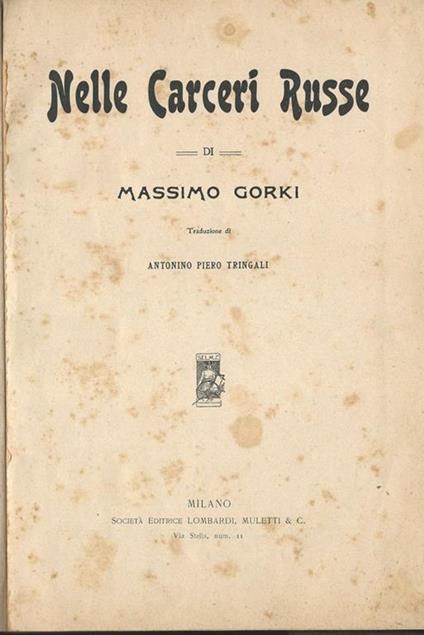 Nelle carceri russe - Maksim Gorkij - copertina