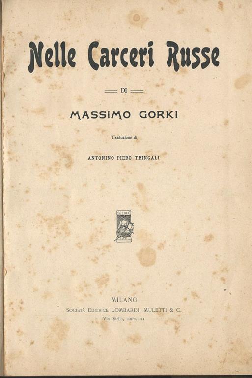 Nelle carceri russe - Maksim Gorkij - copertina