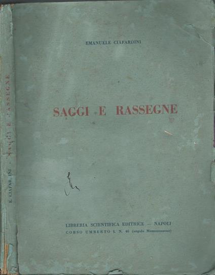 Saggi e rassegne - Emanuele Ciafardini - copertina