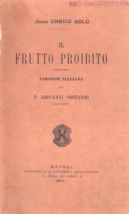 Il frutto proibito - Enrico Bolo - copertina