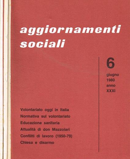 Aggiornamenti sociali. Anno XXXI n.6 7/8 9/10 - Gian Maria Salvini - copertina