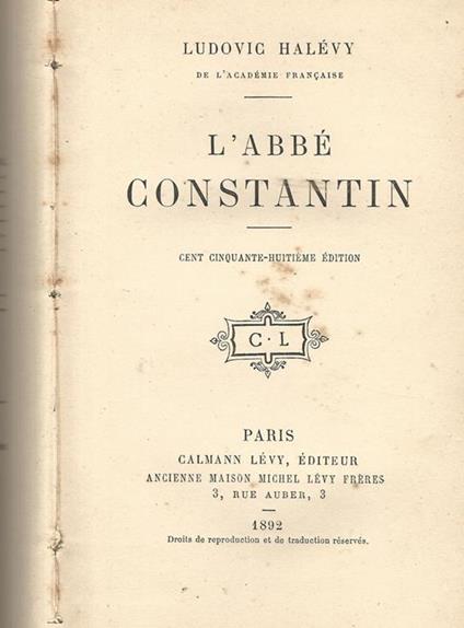 L' abbé Constantin - Ludovic Halevy - copertina