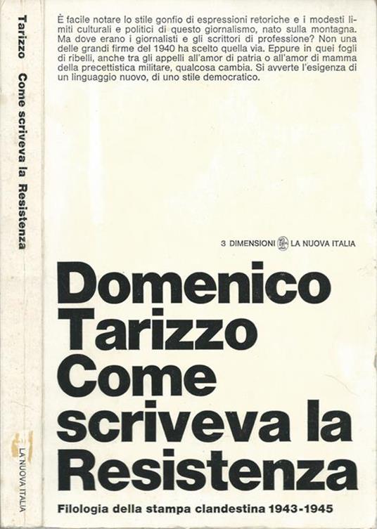 Come scriveva la Resistenza. Filologia della stampa clandestina 1943-1945 - Domenico Tarizza - copertina