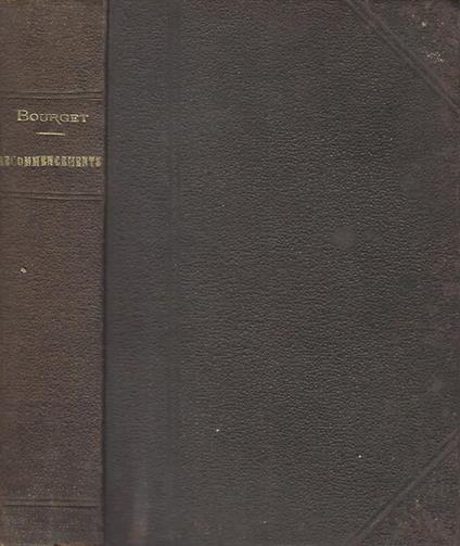 Recommencements - Paul Bourget - copertina