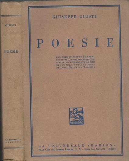Poesie - Giuseppe Giusti - copertina