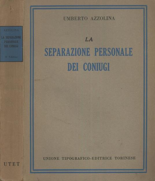 La separazione personale dei coniugi - Umberto Azzolina - copertina