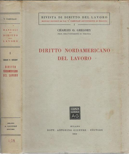 Diritto nordamericano del lavoro - Charles O. Gregory - copertina