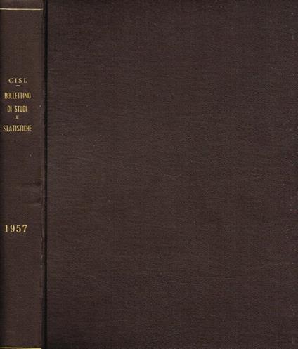 Cisl. Bollettino di studi e statistiche anno V - copertina