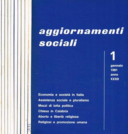 Aggiornamenti sociali anno XXXII - copertina