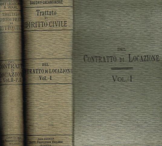 Trattato teorico pratico di diritto civile. Del contratto di locazione vol.I vol.II par.II - copertina