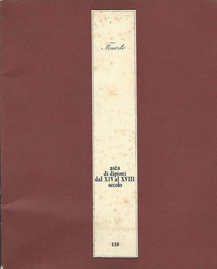 Asta di dipinti dal XIV al XVIII secolo - copertina