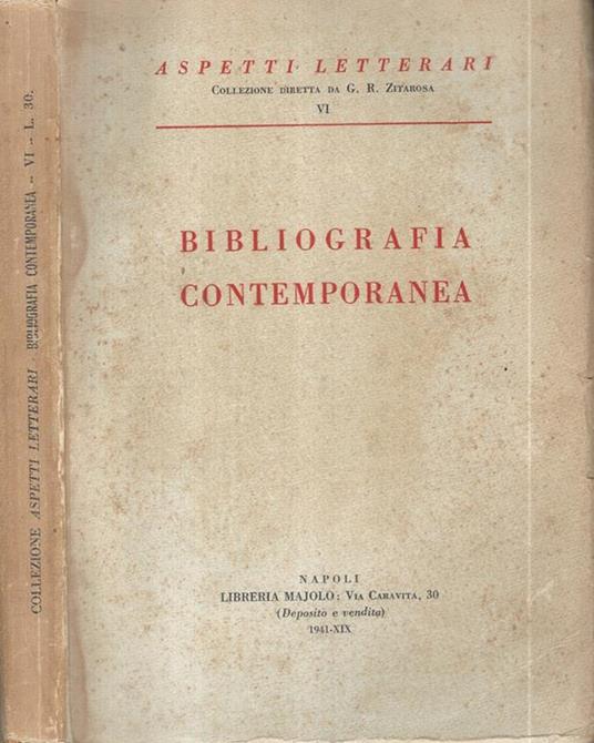 Bibliografia Contemporanea - copertina