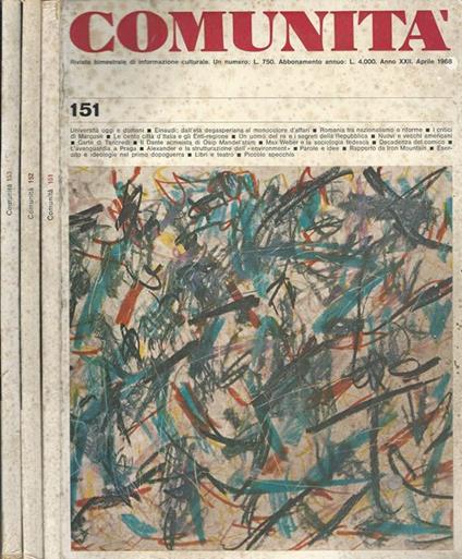 Comunità Anno 1968-N° 151, 152, 153. Rivista bimestrale di informazione culturale - Renzo Zorzi - copertina