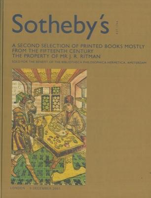 A second selection of printed books mostly from the fifteenth century. The property of Mr. J.R. Ritman - copertina