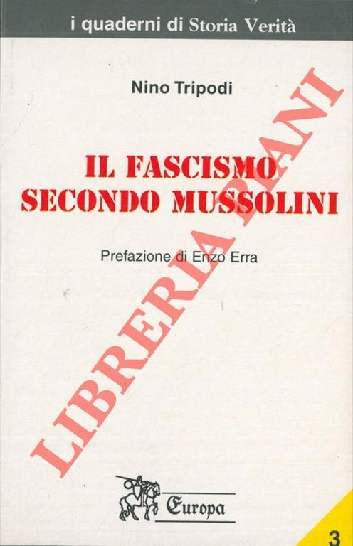 Il Fascismo secondo Mussolini - Nino Tripodi - copertina