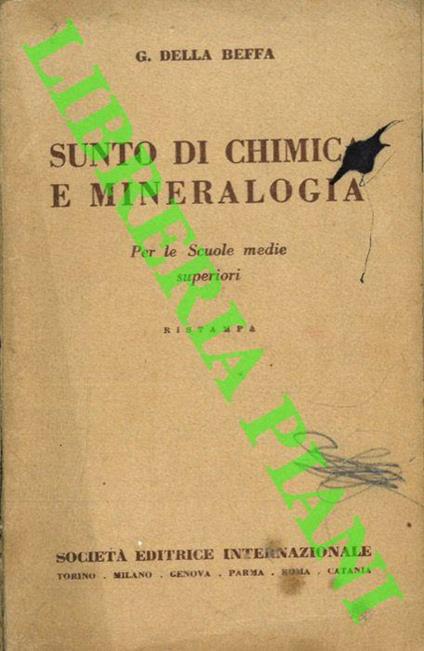 Sunto di chimica e mineralogia - G. Della Beffa - copertina