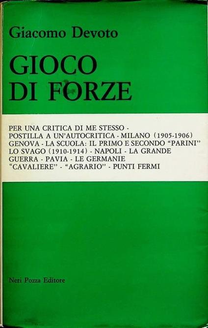 Gioco di forze - Giacomo Devoto - copertina