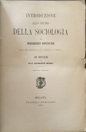 Introduzione allo studio della sociologia - Herbert Spencer - copertina