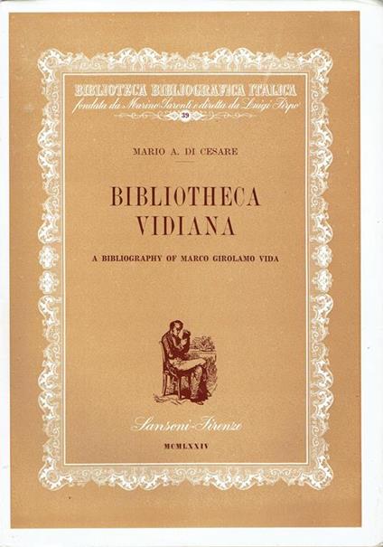 Biblioteca vidiana : a bibliography of Girolamo Vida - copertina