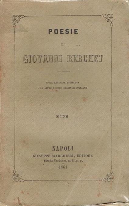 Poesie di Giovanni Berchet - Giovanni Berchet - copertina