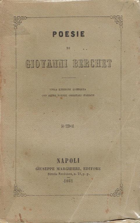 Poesie di Giovanni Berchet - Giovanni Berchet - copertina
