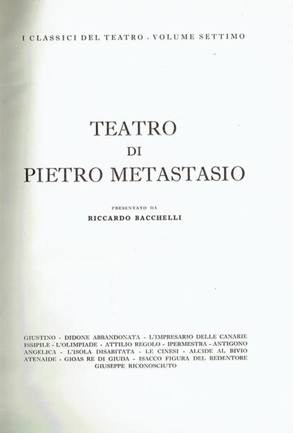 Teatro di Pietro Metastasio - copertina