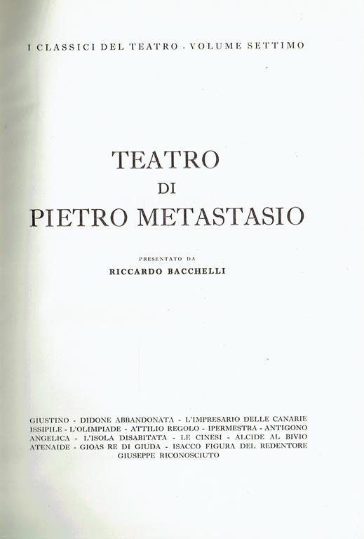 Teatro di Pietro Metastasio - copertina