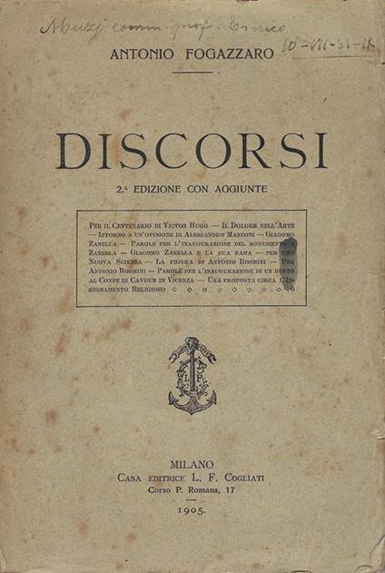 Discorsi - Antonio Fogazzaro - copertina