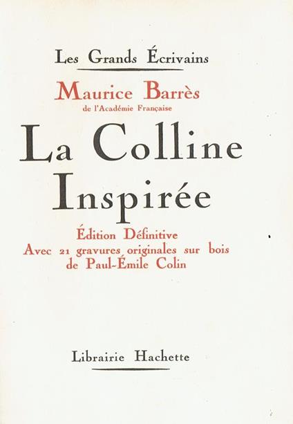 La colline inspirée - Maurice Barrès - copertina