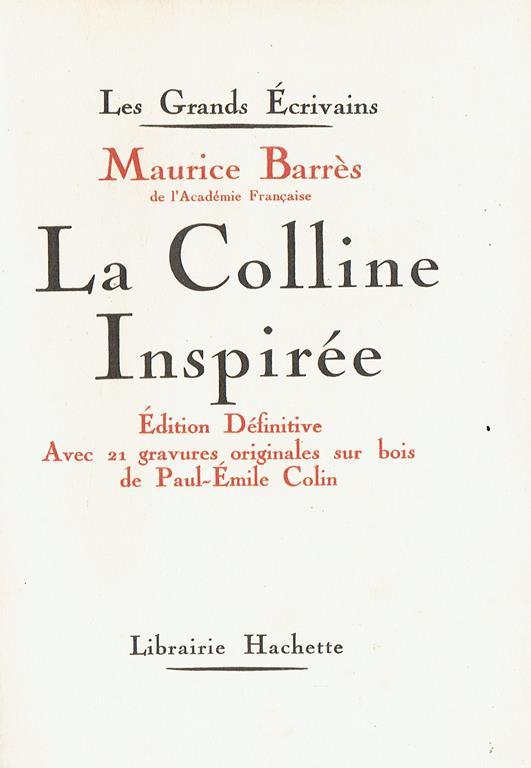 La colline inspirée - Maurice Barrès - copertina