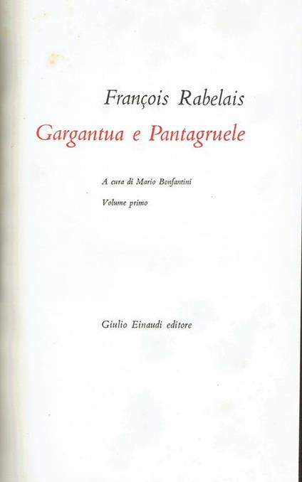 Gargantua e Pantagruele vol. 1 - François Rabelais - copertina