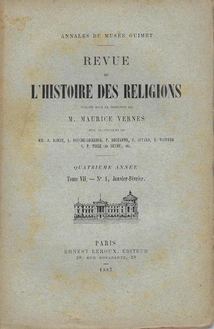 Revue de l'histoire des religions: Annales du Musée Guimet. Quatrième année. Tome VII, n.1 Janvier-Février - copertina