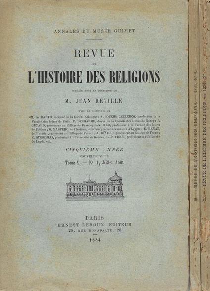 Revue de l'histoire des religions: Annales du Musée Guimet. Cinquième année, Tome X, n.1, 2, 3 - copertina