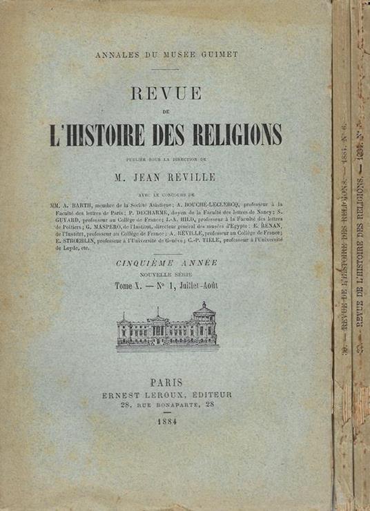 Revue de l'histoire des religions: Annales du Musée Guimet. Cinquième année, Tome X, n.1, 2, 3 - copertina