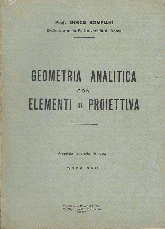 Geometria analitica con elementi di proiettiva - Enrico Bompiani - copertina