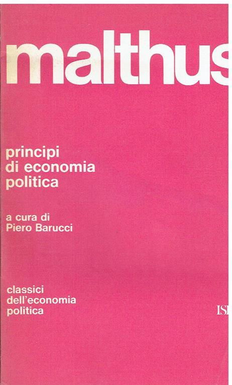 Introduzione ai "Principi di economia politica di Thomas Robert Malthus - Piero Barucci - copertina